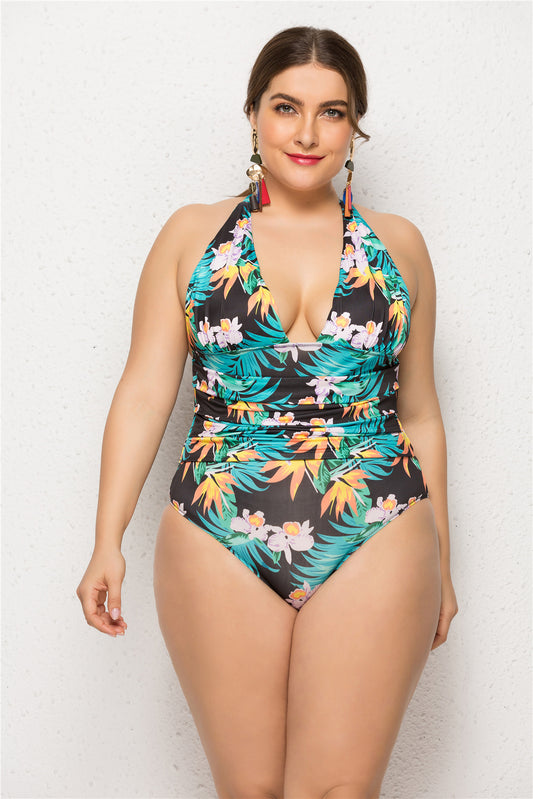 One-Piece Swimsuit Sexy Women plus Size Printed Swimwear