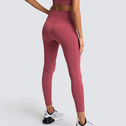 Seamless Solid Color Breathable Quick-Drying Fitness Pants for Women High Waist Peach Hip Raise Skinny Stretch Hip Lift Yoga Pants Women