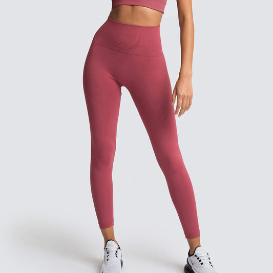 Seamless Solid Color Breathable Quick-Drying Fitness Pants for Women High Waist Peach Hip Raise Skinny Stretch Hip Lift Yoga Pants Women