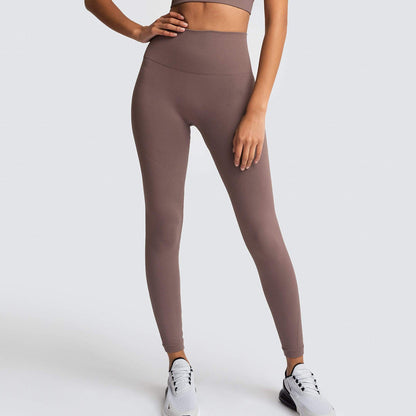 Seamless Solid Color Breathable Quick-Drying Fitness Pants for Women High Waist Peach Hip Raise Skinny Stretch Hip Lift Yoga Pants Women