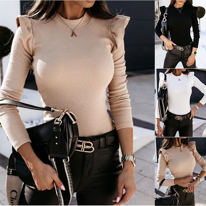 Long Sleeve Knitwear Slim Fit Flying Sleeves Top Base Clothing Women