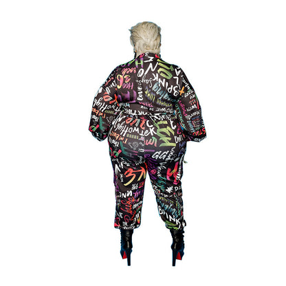 Plus Size Women Clothing Summer New Graffiti Printing Fashion Casual Set