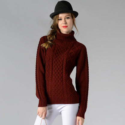 Women Turtleneck Sweater Long Sleeve Twisted Bottoming Shirt Sweater Women