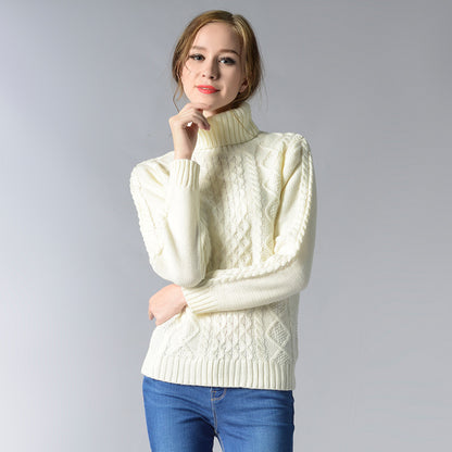 Women Turtleneck Sweater Long Sleeve Twisted Bottoming Shirt Sweater Women