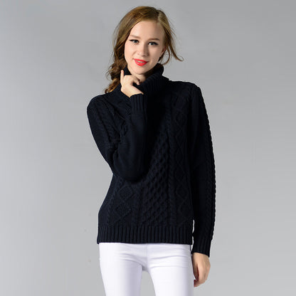 Women Turtleneck Sweater Long Sleeve Twisted Bottoming Shirt Sweater Women