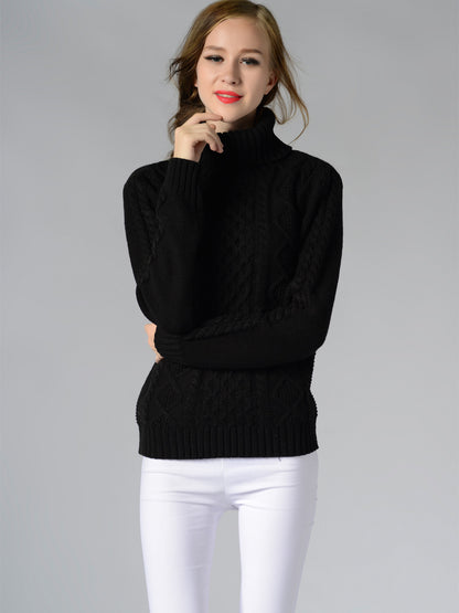 Women Turtleneck Sweater Long Sleeve Twisted Bottoming Shirt Sweater Women