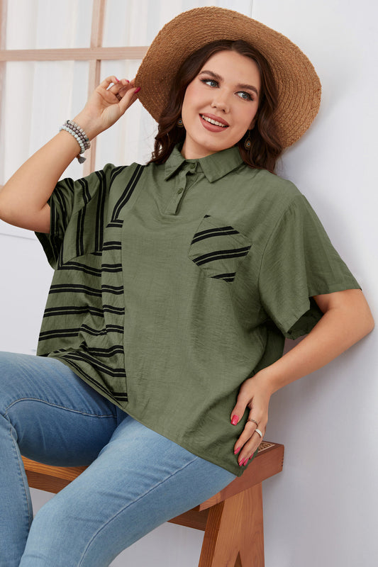 Lapel Loose Shirt 2022 Summer Plus Size Women Clothing