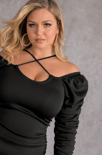 Chest Wrap Sexy Dress Solid Color Nightclub Hip-Wrapped Mid-Length Plus Size Dress