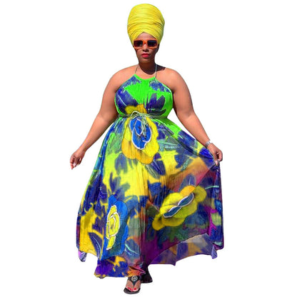 Digital Printing Style Large Swing Dress Dress Plus Size Women Clothing