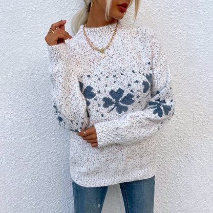 Autumn Winter New Christmas Sweater Women  Leisure  Women Clothing Half Turtleneck Snowflake Sweater