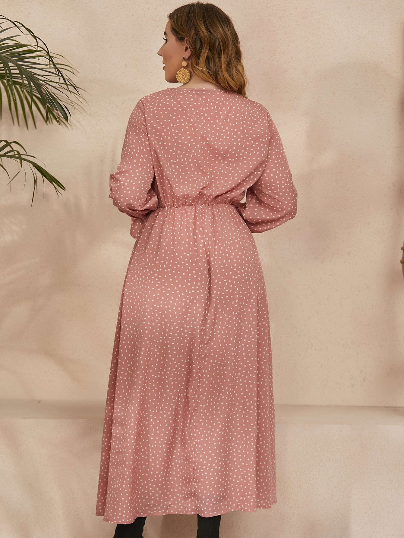 Style plus Size Women Dress 2022 Polka-Dot Loose-Fitting Plump Girls Long Sleeve Dress
