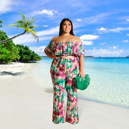 Plus Size Women Clothing Summer New Printing Suit