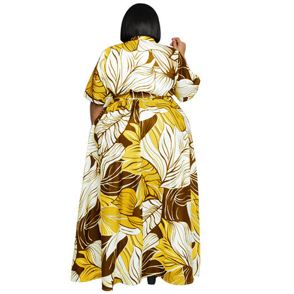 Summer Print Long Casual Plus Size Women Dress