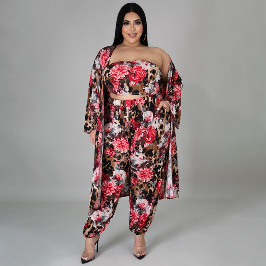 Digital Printing Chest Wrap Cloak Three-Piece Set Sexy plus Size Women Clothing