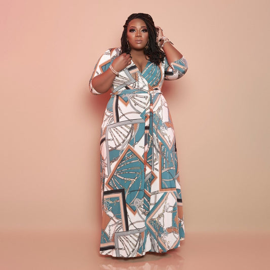 Summer Printing Loose Long Plus Size Women Dress