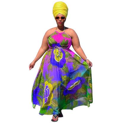 Digital Printing Style Large Swing Dress Dress Plus Size Women Clothing