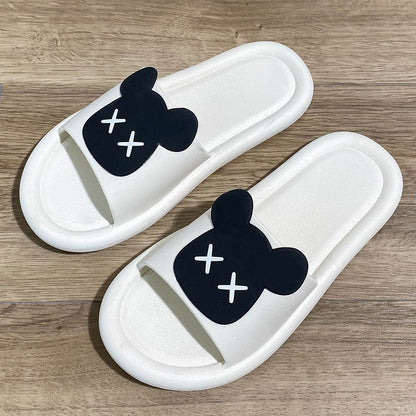 Thin strips cute cartoon rabbit hole shoes female summer wear non-slip girls heart sandals and slippers