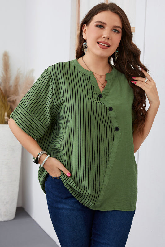 Style Striped plus Size Women Clothes Short Sleeve T-shirt Plump Girls Women