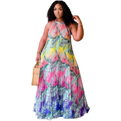 Digital Printing Style Large Swing Dress Dress Plus Size Women Clothing