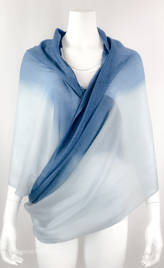 DIRTY BLUE OMBRE SHAWLS FOR WOMEN