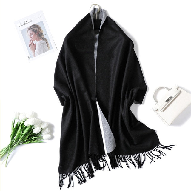 New Women's Winter Scarf Cashmere Wool Scarves Shawls Soft Solid Wool Pashmina for Women Winter Warm Female Poncho Stoles