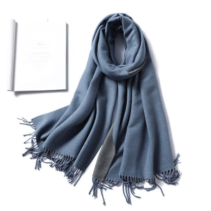 New Women's Winter Scarf Cashmere Wool Scarves Shawls Soft Solid Wool Pashmina for Women Winter Warm Female Poncho Stoles