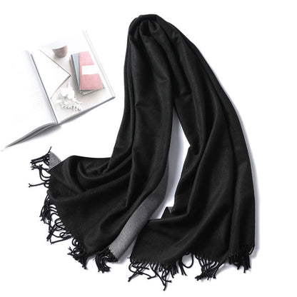 New Women's Winter Scarf Cashmere Wool Scarves Shawls Soft Solid Wool Pashmina for Women Winter Warm Female Poncho Stoles