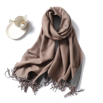 New Women's Winter Scarf Cashmere Wool Scarves Shawls Soft Solid Wool Pashmina for Women Winter Warm Female Poncho Stoles