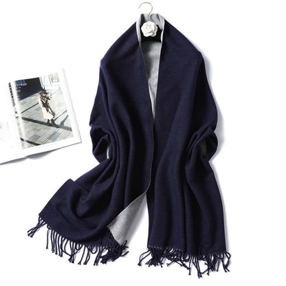 New Women's Winter Scarf Cashmere Wool Scarves Shawls Soft Solid Wool Pashmina for Women Winter Warm Female Poncho Stoles