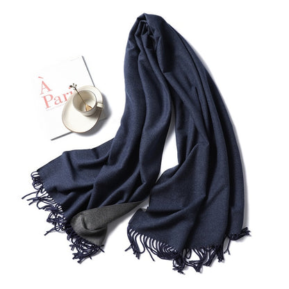 New Women's Winter Scarf Cashmere Wool Scarves Shawls Soft Solid Wool Pashmina for Women Winter Warm Female Poncho Stoles