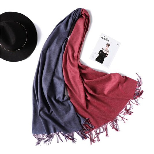 New Winter Scarf Women 2 Tone Cashmere Wool Scarves Shawls for Women Soft Wool Pashmina Winter Warm Female Poncho Stoles