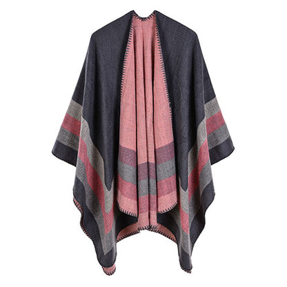 New fashion women winter warmer shawl ladies large stripe wraps poncho capes