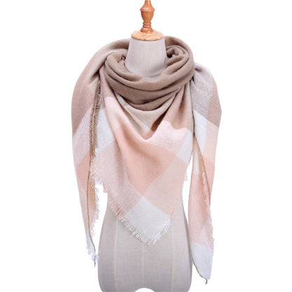 New Women's Winter Triangle Scarf Plaid Warm Cashmere Scarves Female Shawls Pashmina Lady Bandana Wraps Blanket Bandana