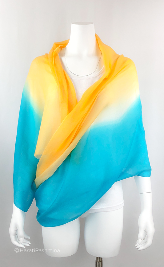 TURQUOISE HALF HALF WOVEN SHAWLS