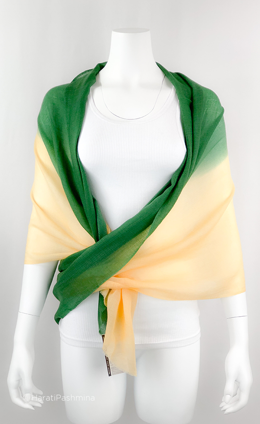 GREEEN SHADDED CASHMERE SHAWL